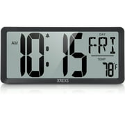XREXS Large Digital Wall Clock, 14 Inch Large LCD Display Wall Digital Clock, Digital Alarm Clocks for Bedroom Home Decor, Calendar Clock with Time/Calendar/Temperature Display Batteries Included