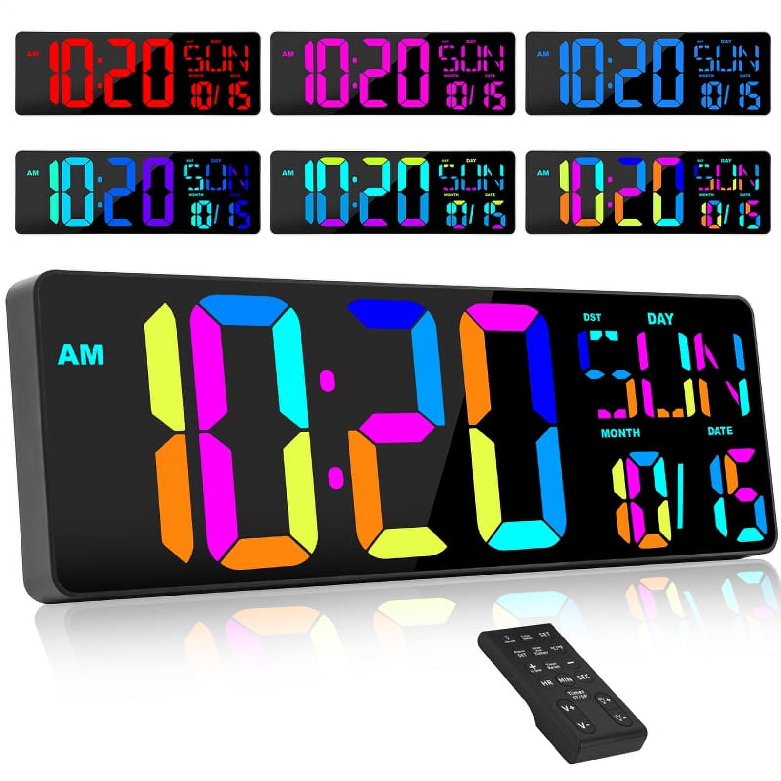 XREXS Large Digital Wall Clock, Electronic Alarm Clocks for Bedroom Home  Decor, Count Up & Down Timer, 14.17 Inch Large LCD Screen with