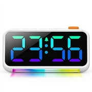XREXS Super Loud Alarm Clock for Bedroom, Heavy Sleepers Adults, 3 Alarm Types, RGB Dynamic Color Changing, Bedside Digital Clock for Teens & Kids, with Snooze, LED Atmosphere Light, USB Charger