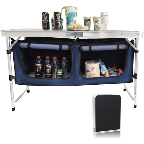 XRG Camping Folding Aluminum Table with Adjustable Legs for Outdoor Travel Beach, Backyards, BBQ, Party and Picnic Foldable Table