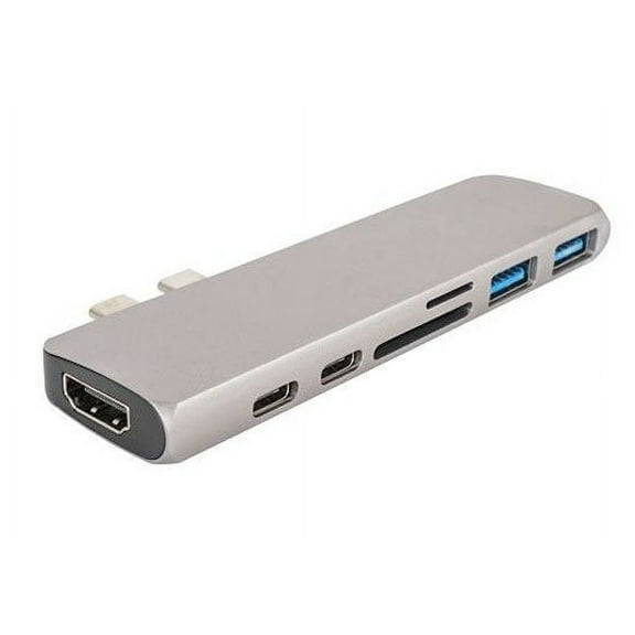 XRGO XTC2HUB 7-port Dual USB Type C Hub for 13"/15" Macbook Pro 2016-2019 - 7 inputs include: 1 x HDMI 4K HD, 2 x USB 3.0, 2 x USB Type-C, 1 x microSD, and 1 x SD card input