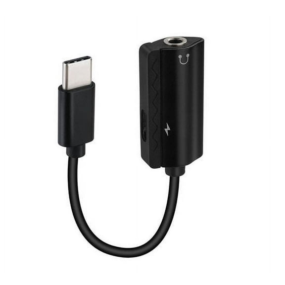 XRGO XTC35B (Black) Type C to 3.5mm Audio Adapter with Charging Port - 2-in-1 USB Type C to 3.5mm audio and power adapter -- great for smartphones that do not have headphone output