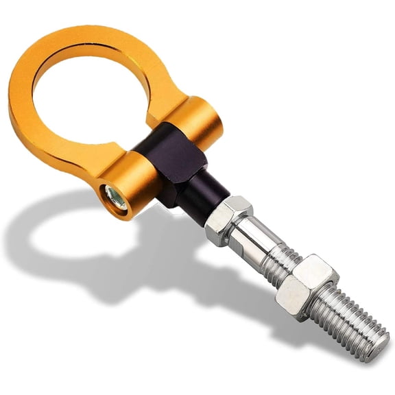 XRMXF Heavy Duty Anodized Folding Gold Front Tow Hooks Track Racing Towing Kits Compitable for 2012-2017 Hyundai Veloster ,2014-2025 Mazda3 Mazda6 MX-5 CX-5