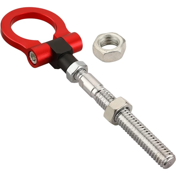 XRMXF Heavy Duty Anodized Folding Red Front Tow Hooks Reversed Thread Track Racing Towing Kits Compitable for Ford Mustang 19-23,Explorer 20-23,Edge 15-23