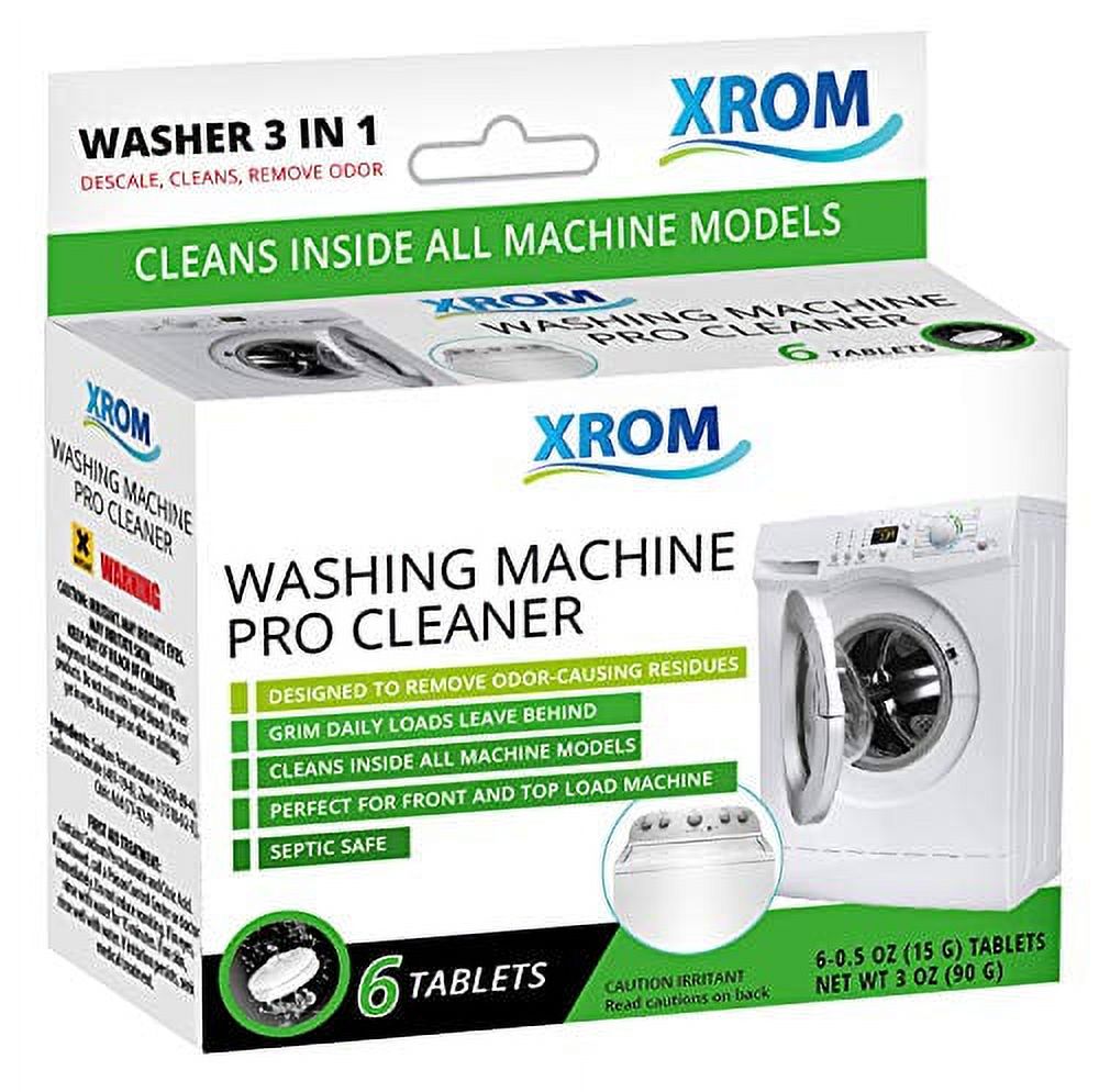 XROM High Efficiency Professional Washing Machine Cleaner Tablets 3 in 1 Formula, Washer Deep Cleaning, Remove And Dissolve Odor, Powerful Descaler For Front and Top Load Washers, 6 Tablets Count. - image 1 of 6