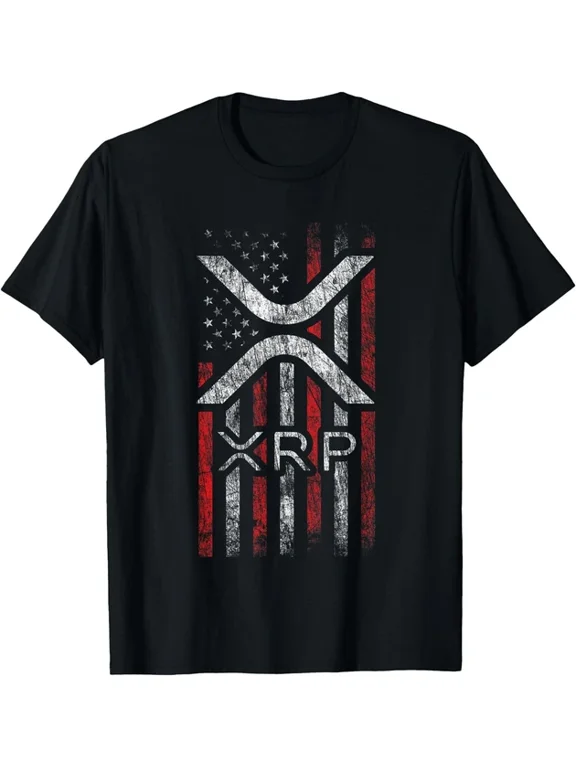 XRP Cryptocurrency American Flag Crypto Trader T-Shirt