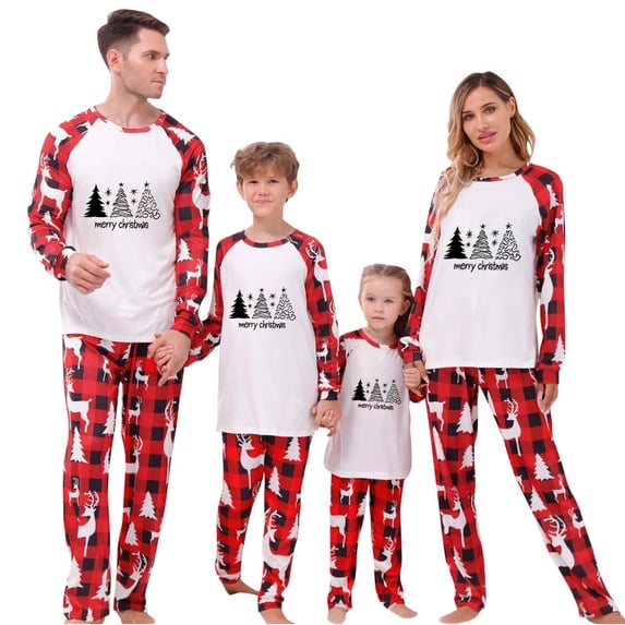 XRSKRS 2026 Family Matching Outfits Merry Christmas Graphic Tops and Long Pants for Dad Mom Kids Comfy Clothes ,Mens 2 Piece Sets,Xmas Tree,XL
