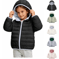 thumbnail image 1 of XRoczxe 1‑8 Years Kids Lightweight Quilted Hooded Puffer Jacket, Boys Girls Color‑Lined Zip‑Up Short Padded Coat, Windproof Packable Warm Winter Outerwear Black, 1 of 8