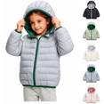 thumbnail image 1 of XRoczxe 1‑8 Years Kids Lightweight Quilted Hooded Puffer Jacket, Boys Girls Color‑Lined Zip‑Up Short Padded Coat, Windproof Packable Warm Winter Outerwear Gray, 1 of 8