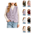 thumbnail image 1 of XRoczxe 5‑13 Years Old Kids Fleece Vest, Boys Girls Solid Color Sherpa Sleeveless Gilet, Button‑Down Warm Casual Vest With Pockets, 1 of 8