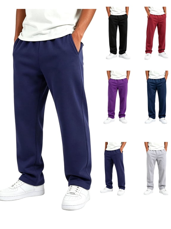 Boys Solid‑Color Straight‑Leg Sweatpants, Kids Elastic Waist Casual Athletic Trousers With Side Pockets
