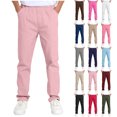 thumbnail image 1 of XRoczxe Kids Elastic Waist Straight Leg Chino Pants Wrinkle Resistant Soft Casual School Uniform Trousers Multi Fresh Solid Colors Easy Care Daily Wear, 1 of 1