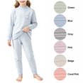 thumbnail image 1 of XRoczxe Kids Thermal Underwear Set, Boys Girls Striped Base Layer Pajamas, Soft Warm Long Sleeve Top & Pants for Winter Sleepwear, 1 of 6