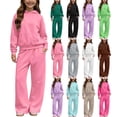 thumbnail image 1 of XRoczxe Kids Unisex 2 Piece Outfit Set Solid Hooded Sweatshirt & Wide Leg Sweatpants Casual Fall Winter Tracksuit, 1 of 8