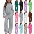 thumbnail image 1 of XRoczxe Kids Unisex 2 Piece Outfit Set Solid Hooded Sweatshirt & Wide Leg Sweatpants Casual Fall Winter Tracksuit, 1 of 7