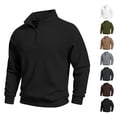 thumbnail image 1 of XRoczxe Men Quarter Zip Pullover Sweatshirt Stand Collar Long Sleeve Raglan Sleeve Wrinkle Resistant Soft Fleece Lined Casual Top for Autumn Winter, 1 of 9