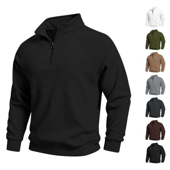 XRoczxe Men Quarter Zip Pullover Sweatshirt Stand Collar Long Sleeve Raglan Sleeve Wrinkle Resistant Soft Fleece Lined Casual Top for Autumn Winter