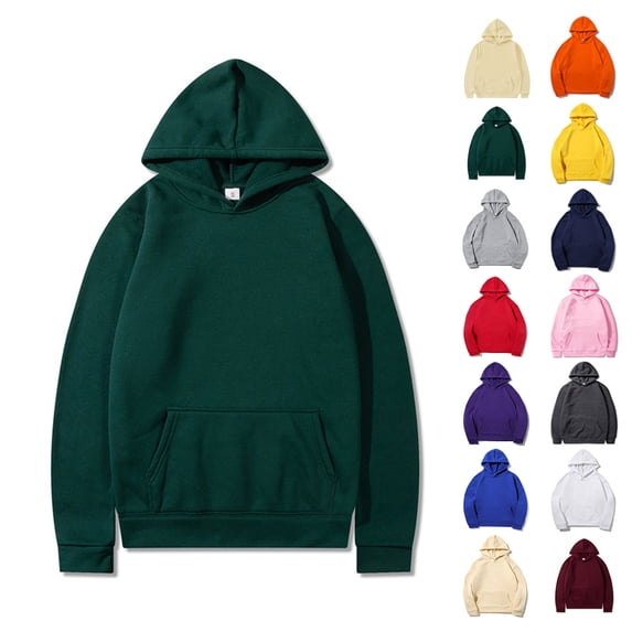 XRoczxe Men Solid‑Color Pullover Hoodie, Casual Long‑Sleeve Loose‑Fit Sweatshirt With Front Kangaroo Pocket