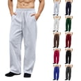 thumbnail image 1 of XRoczxe Men Solid Elastic Waist Drawstring Wide Leg Sweatpants Loose Straight Casual Fleece Trousers Relaxed Daily Jogging Pants Multiple Plain Solid Colors Gray, 1 of 5