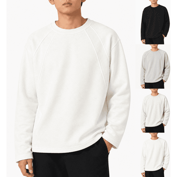 XRoczxe Men's Crewneck Sweatshirt with Raglan Sleeves, Soft Cotton Blend Pullover Top for Casual Daily Wear, Lightweight Long Sleeve Shirt in Solid Colors for Fall and Winter Layering