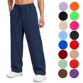 XRoczxe Men's Fleece Lined Sweatpants, Soft Wide Leg Lounge Pants with ...