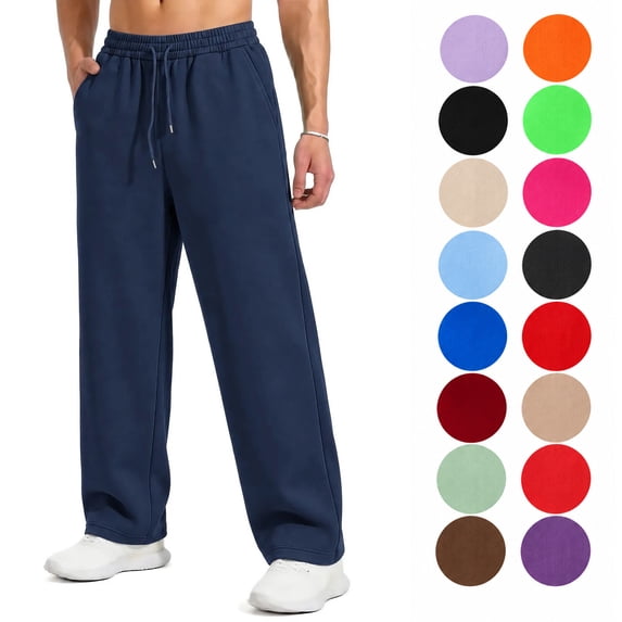XRoczxe Men's Fleece Lined Sweatpants, Soft Wide Leg Lounge Pants with ...