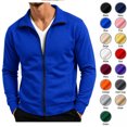 thumbnail image 1 of XRoczxe Men's Full Zip Up Track Jacket, Stand Collar Solid Color Sweatshirt, Casual Long Sleeve Lightweight Coat with Pockets for Spring Fall Daily Wear, 1 of 7