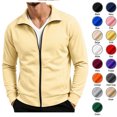 thumbnail image 1 of XRoczxe Men's Full Zip Up Track Jacket, Stand Collar Solid Color Sweatshirt, Casual Long Sleeve Lightweight Coat with Pockets for Spring Fall Daily Wear, 1 of 7