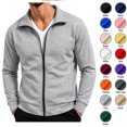 thumbnail image 1 of XRoczxe Men's Full Zip Up Track Jacket, Stand Collar Solid Color Sweatshirt, Casual Long Sleeve Lightweight Coat with Pockets for Spring Fall Daily Wear, 1 of 7