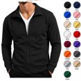 thumbnail image 1 of XRoczxe Men's Full Zip Up Track Jacket, Stand Collar Solid Color Sweatshirt, Casual Long Sleeve Lightweight Coat with Pockets for Spring Fall Daily Wear, 1 of 7