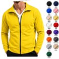 thumbnail image 1 of XRoczxe Men's Full Zip Up Track Jacket, Stand Collar Solid Color Sweatshirt, Casual Long Sleeve Lightweight Coat with Pockets for Spring Fall Daily Wear, 1 of 7