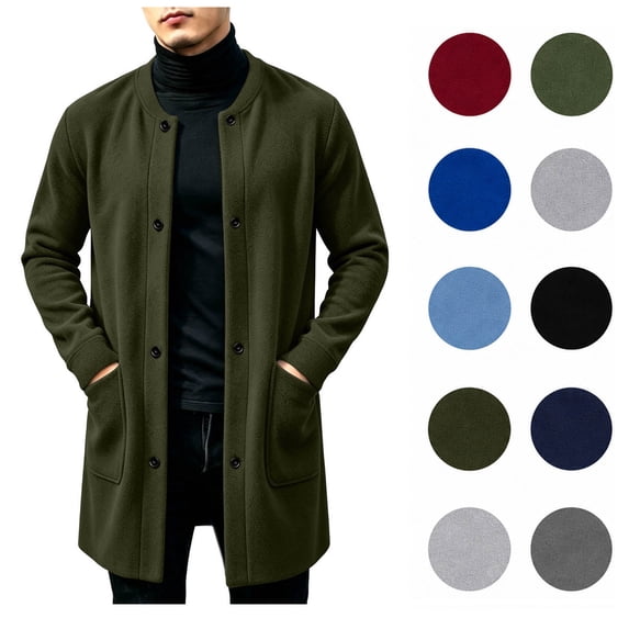 XRoczxe Men's Long Cardigan Coat with Pockets, Casual Button Down Knit Sweater Jacket, Soft Open Front Long Sleeve Outerwear for Fall Winter Layering in Solid Colors