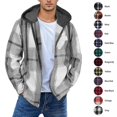 thumbnail image 1 of XRoczxe Men's Plaid Flannel Lined Hooded Jacket, Casual Zip Up Plaid Shirt Jacket with Pockets, Warm Fleece Outerwear Coat for Fall Winter Daily Wear, 1 of 5