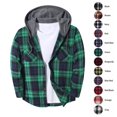 thumbnail image 1 of XRoczxe Men's Plaid Flannel Lined Hooded Jacket, Casual Zip Up Plaid Shirt Jacket with Pockets, Warm Fleece Outerwear Coat for Fall Winter Daily Wear, 1 of 7