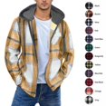 thumbnail image 1 of XRoczxe Men's Plaid Flannel Lined Hooded Jacket, Casual Zip Up Plaid Shirt Jacket with Pockets, Warm Fleece Outerwear Coat for Fall Winter Daily Wear, 1 of 5