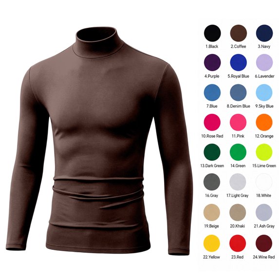 XRoczxe Men's Slim Fit Mock Neck Long Sleeve T-Shirt, Soft Stretchy Basic Thermal Undershirt, Casual Solid Color Pullover Top for Layering & Daily Wear