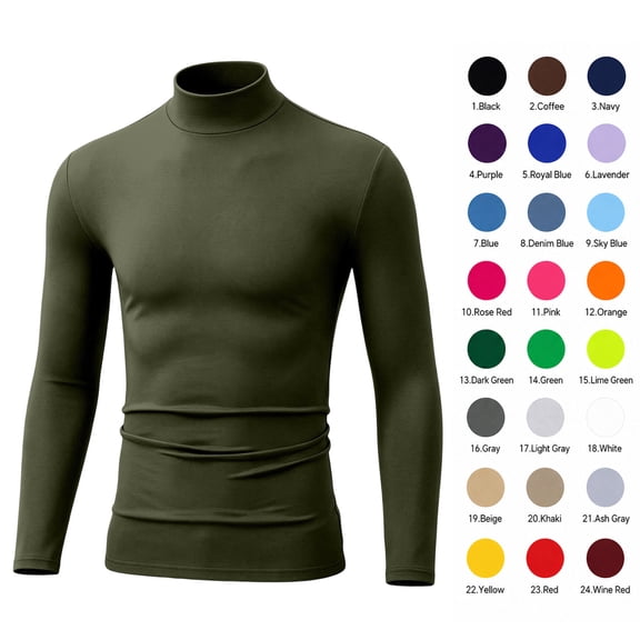 XRoczxe Men's Slim Fit Mock Neck Long Sleeve T-Shirt, Soft Stretchy Basic Thermal Undershirt, Casual Solid Color Pullover Top for Layering & Daily Wear