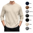 thumbnail image 1 of XRoczxe Men's Thermal Waffle Knit Long Sleeve T-Shirt, Crew Neck Slim Fit Textured Henley Top, Casual Basic Undershirt for Fall Winter Layering, 1 of 8