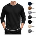 thumbnail image 1 of XRoczxe Men's Thermal Waffle Knit Long Sleeve T-Shirt, Crew Neck Slim Fit Textured Henley Top, Casual Basic Undershirt for Fall Winter Layering, 1 of 8