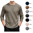 thumbnail image 1 of XRoczxe Men's Thermal Waffle Knit Long Sleeve T-Shirt, Crew Neck Slim Fit Textured Henley Top, Casual Basic Undershirt for Fall Winter Layering, 1 of 8