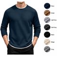 thumbnail image 1 of XRoczxe Men's Thermal Waffle Knit Long Sleeve T-Shirt, Crew Neck Slim Fit Textured Henley Top, Casual Basic Undershirt for Fall Winter Layering, 1 of 8