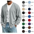 thumbnail image 1 of XRoczxe Men's V Neck Button Down Cardigan Sweater, Long Sleeve Soft Knit Open Front Jacket, Casual Lightweight Pullover for Fall Winter Daily Wear, 1 of 6