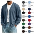 thumbnail image 1 of XRoczxe Men's V Neck Button Down Cardigan Sweater, Long Sleeve Soft Knit Open Front Jacket, Casual Lightweight Pullover for Fall Winter Daily Wear, 1 of 6