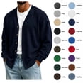 thumbnail image 1 of XRoczxe Men's V Neck Button Down Cardigan Sweater, Long Sleeve Soft Knit Open Front Jacket, Casual Lightweight Pullover for Fall Winter Daily Wear, 1 of 6