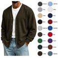 thumbnail image 1 of XRoczxe Men's V Neck Button Down Cardigan Sweater, Long Sleeve Soft Knit Open Front Jacket, Casual Lightweight Pullover for Fall Winter Daily Wear, 1 of 6