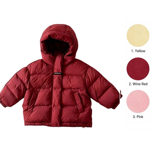 XRoczxe Toddler Girls Hooded Puffer Jacket, Lightweight Warm Winter Coat with Zipper & Pockets, Casual Solid Color Outerwear for Cold Weather Play