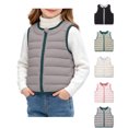 thumbnail image 1 of XRoczxe Toddler Kids Lightweight Quilted Vest, Boys Girls Color‑Trim Zip Up Sleeveless Padded Gilet, Round Neck Warm Waistcoat for Layering Gray, 1 of 8
