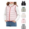thumbnail image 1 of XRoczxe Toddler Kids Lightweight Quilted Vest, Boys Girls Color‑Trim Zip Up Sleeveless Padded Gilet, Round Neck Warm Waistcoat for Layering Pink, 1 of 8