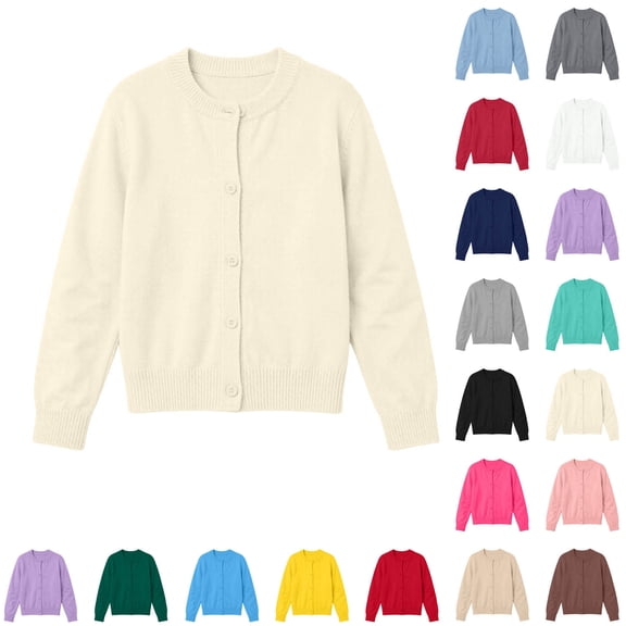 XRoczxe Unisex Kids Button Front Knit Cardigan Soft Gentle Fabric Multi Dopamine Color All-Match Outer & Inner Layer Basic Sweater