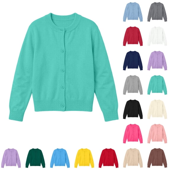 XRoczxe Unisex Kids Button Front Knit Cardigan Soft Gentle Fabric Multi Dopamine Color All-Match Outer & Inner Layer Basic Sweater